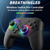 A black programmable turbo controller for Nintendo Switch, featuring nine colors breathing light effects.