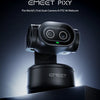 A black EMEET PIXY dual-camera AI PTZ 4K webcam mounted on a stand.