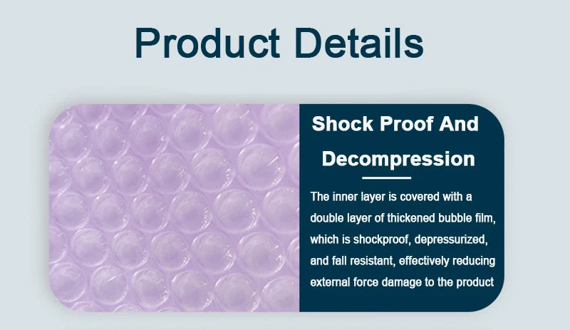 Purple padded bubble mailers with a shock proof and decompression feature