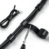 Black cable organizer kit featuring a flexible cable and Velcro straps for managing desk electronics