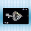 A black card featuring a silver holographic laser design with a heart shape and an Ace symbol.