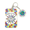 Anime-Muster-Lanyard Schlüsselring mit Puzzle-Teilen und Globus-Design