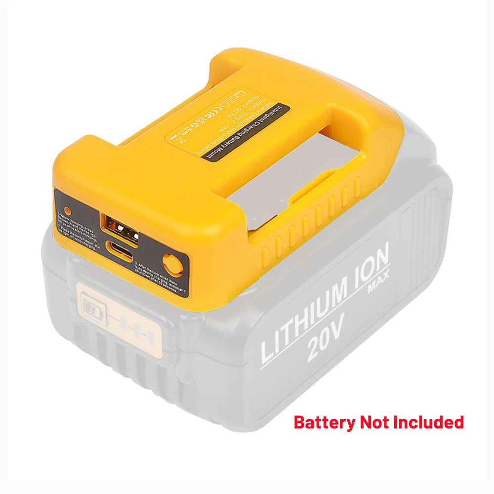 Gelbe und graue Batterieadapter für ein Lithium-Ionen-Werkzeugsystem mit 20V