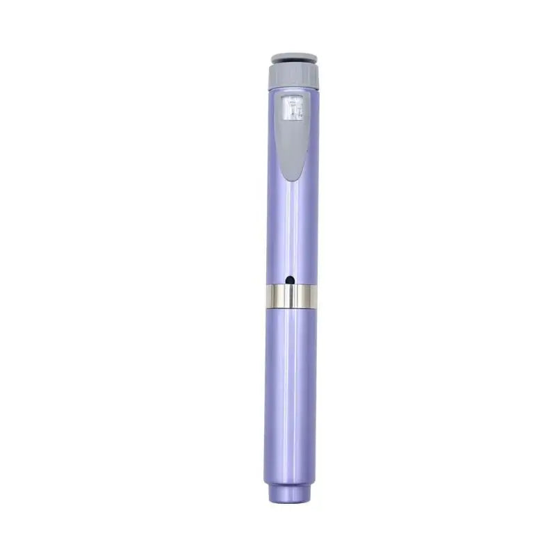 A purple reusable peptide beauty injector pen with a silver tip and cap.