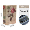 A small cardboard box labeled ROSE with a password and a lock mechanism for secret cash storage.