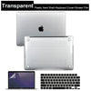 A laptop is shown alongside a transparent hard shell case, keyboard cover, and screen film.