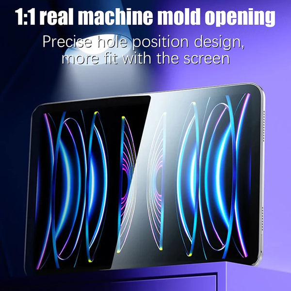 A close-up of an iPad screen showing a precise hole position design for a machine mold opening.