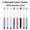 A set of ten Morandi Colors series rubber touch ballpoint pens with various pastel and dark colors.