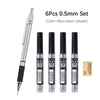 A set of six 0.5mm HB lead mechanical pencils with a box and eraser.