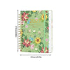 A5 spiral bound planner featuring a light green cover with floral designs and monthly tabs.