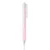 A clear precision utility knife with a pink handle and silver blade, used for crafting and scrapbooking.