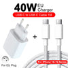 40W EU charger USB C to USB C cable for iPhone 15-16 Series