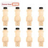 Set of eight bear-shaped reusable water bottles in a light beige color