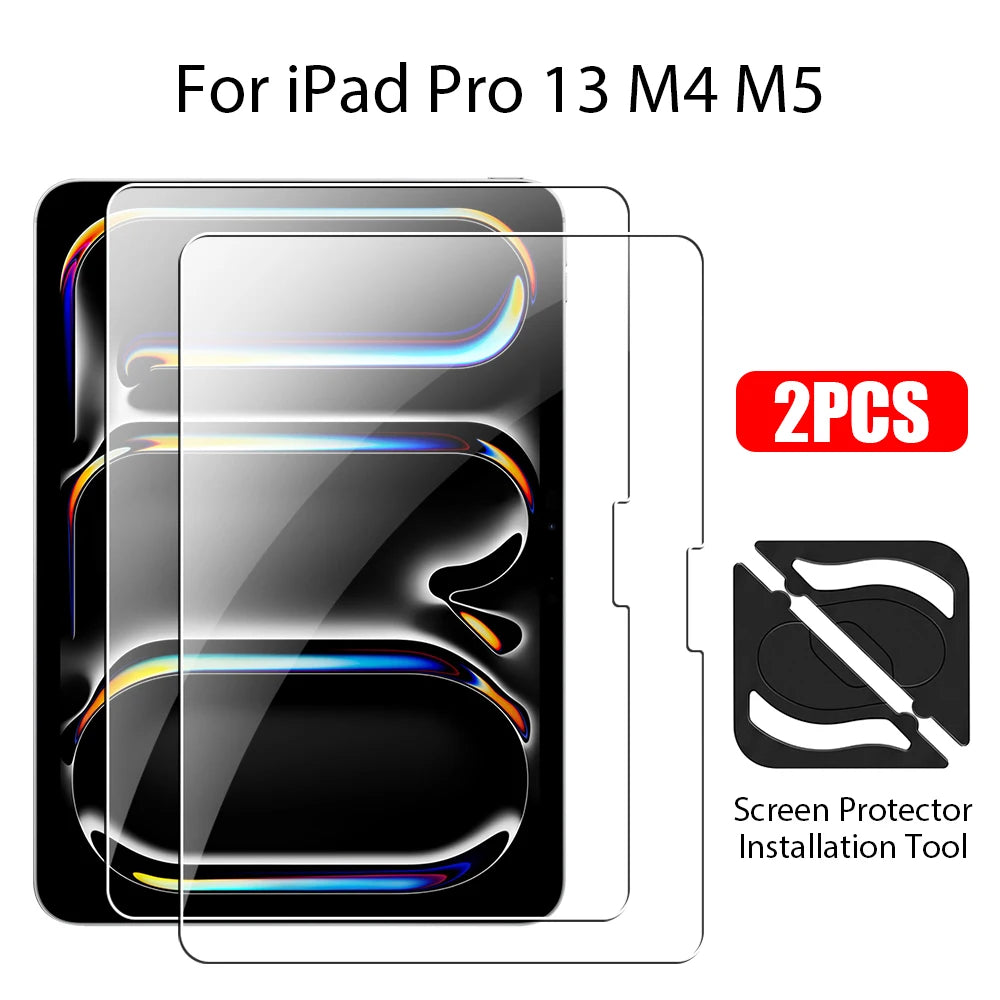 Two screen protector installation tools for an iPad Pro 13 M4 M5 device.