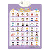 Interactive alphabet wall chart for preschool learning featuring various letters and corresponding images.