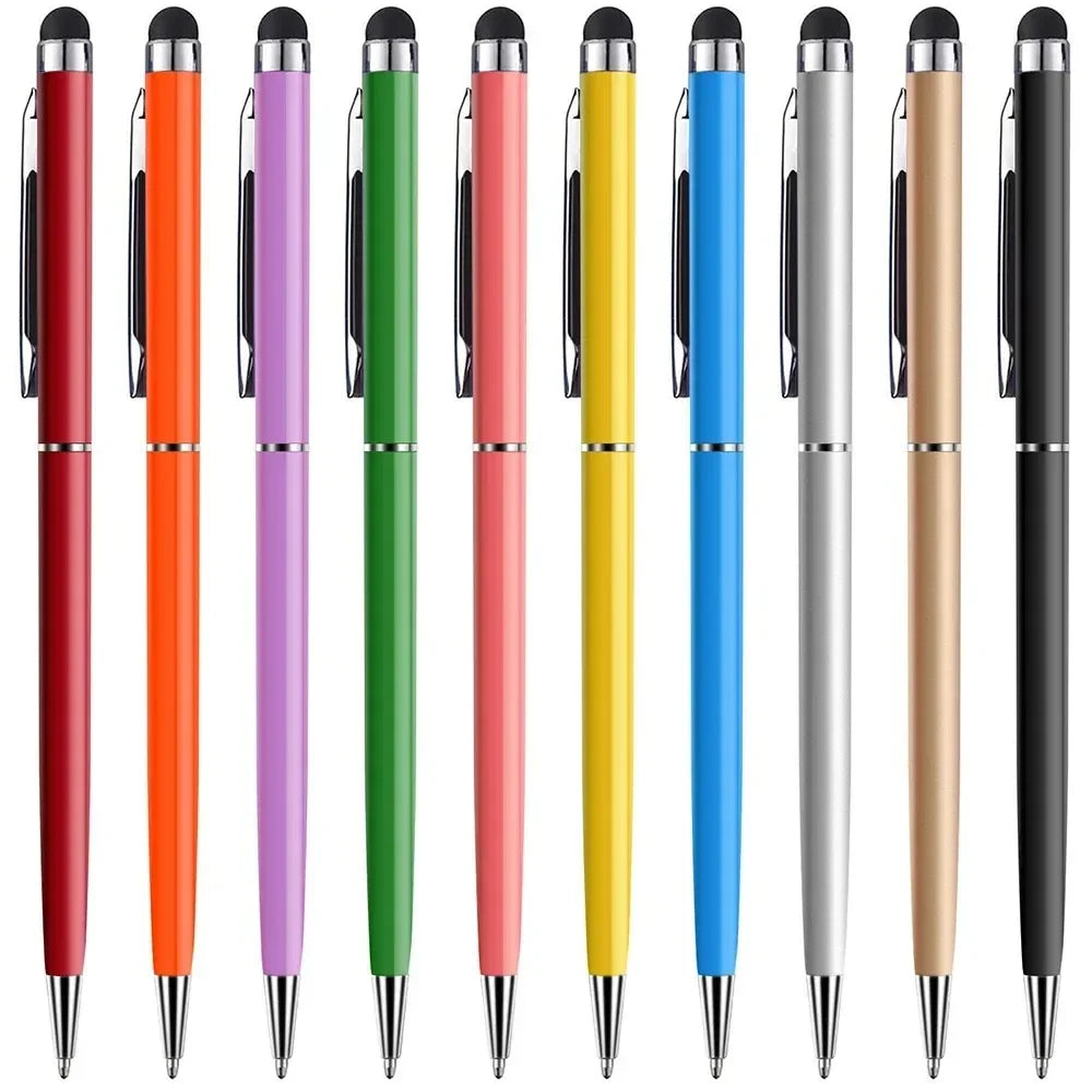 A set of ten precision universal touch stylus pens in various colors including black, orange, purple, green, yellow, and silv