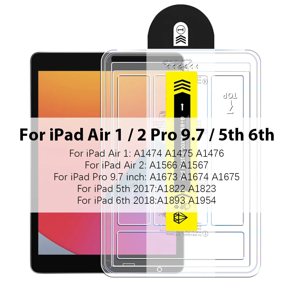 Protector de pantalla de vidrio templado para iPad, compatible con modelos como Air 1/2 Pro 9.7 y 5to/6to