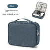A dark blue portable single-layer lug-gage organizer bag with a lid showing various cable storage slots.