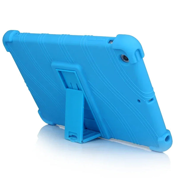 Helles blaues Silikon-Kickstand-Cover für ein iPad Mini.