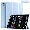 Light blue silicone protective case and stand for an iPad Pro tablet