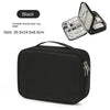 Black portable double-layer lugage for organizing and storing electronics cables and accessories.