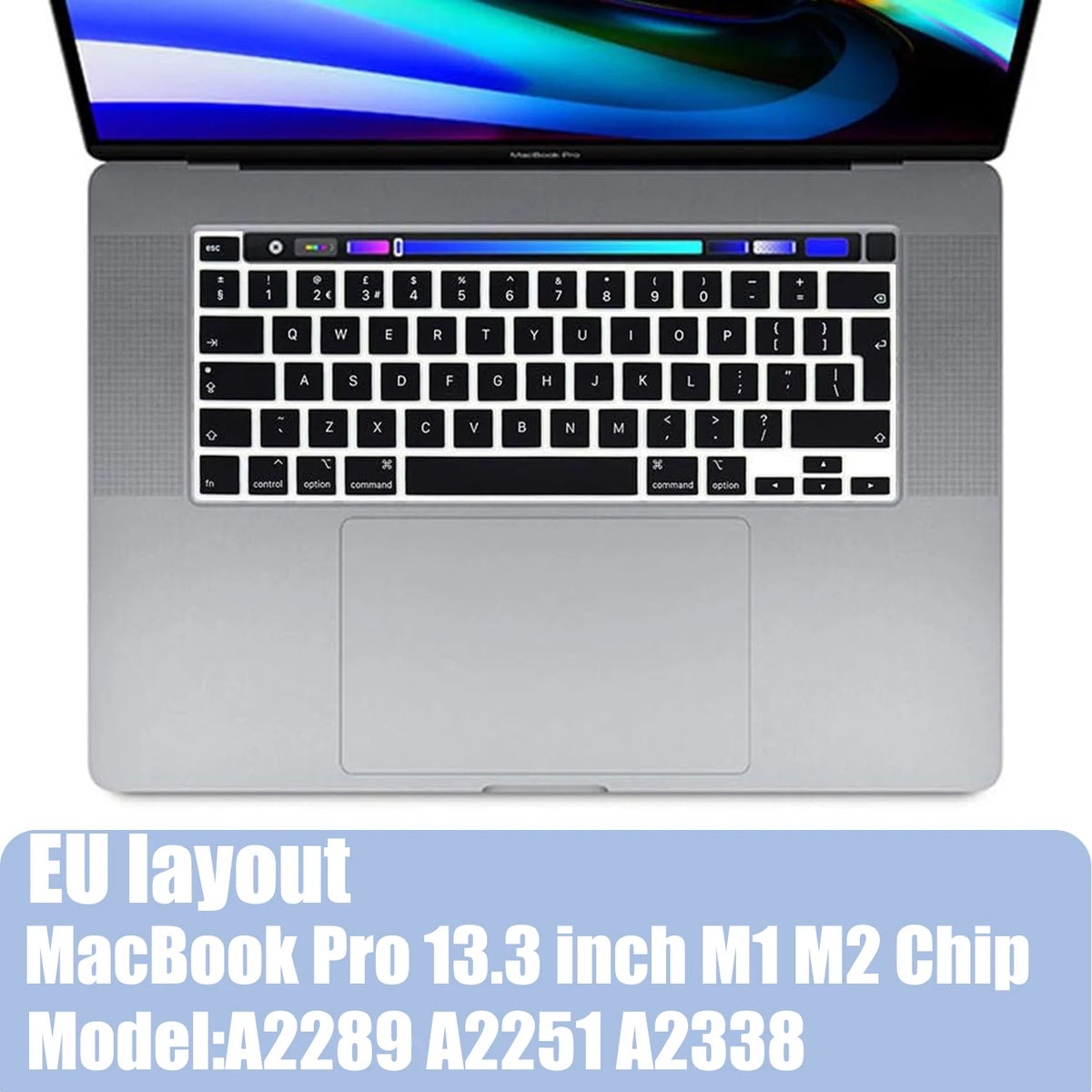 Silver MacBook Pro with a silicone keyboard cover