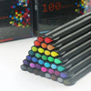 A close-up view of a set of fine line marker pens with various colored tips arranged in a fan shape.