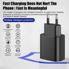 A black dual Type-C PD fast charger with multiple intelligent protection features shown on a white background.