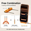 An orange Type-C to Type-C adapter and a smartphone with an attached charging cable stand.