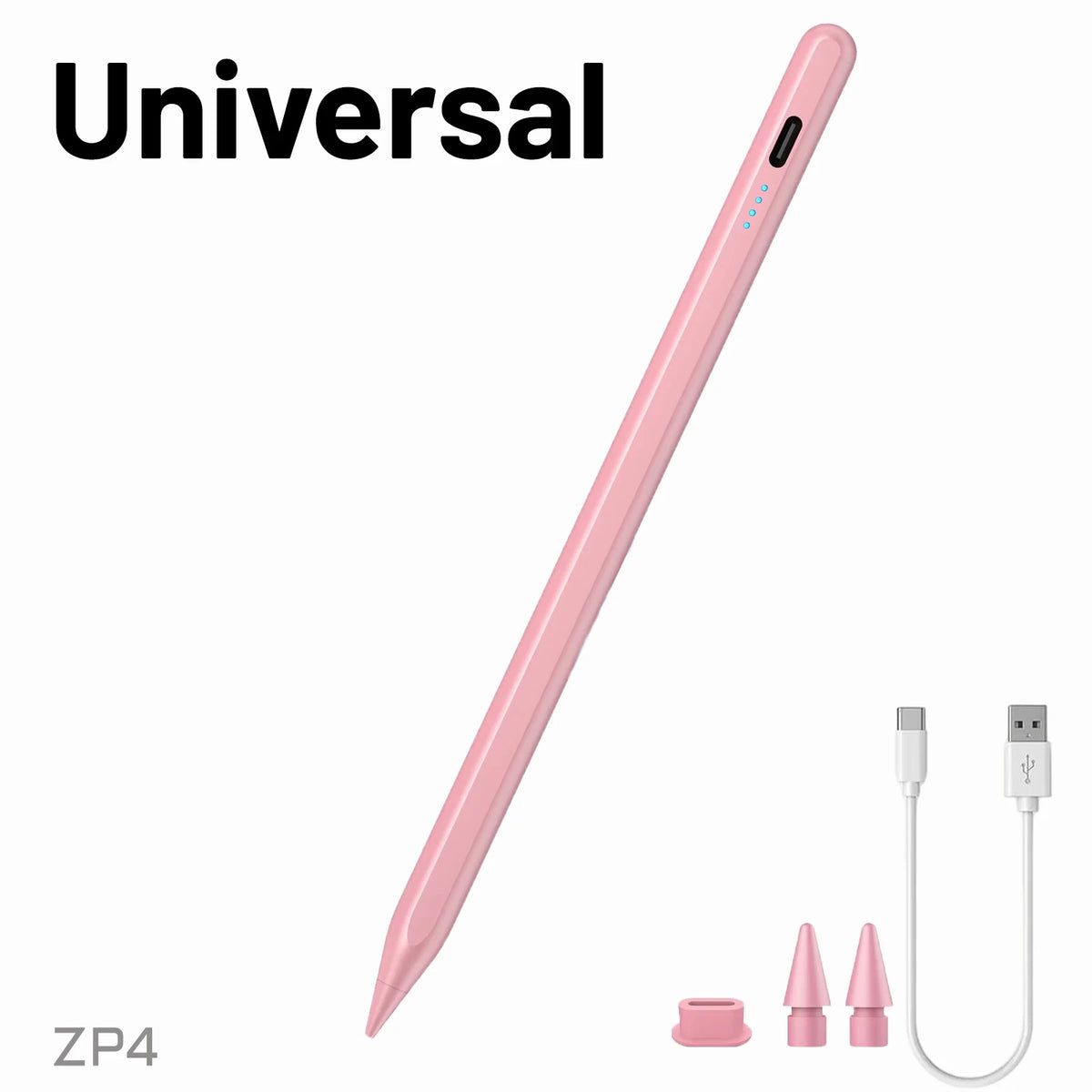 Pinker Universal-Kapazitäts-Stift ZP4 diagonal vor weißem Hintergrund.