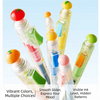 A set of colorful fidget pens with visible ink patterns and smooth sliders displayed against a light blue background.