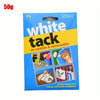 A package of White Tack reusable and removable sticky adhesive putty for various uses in the home, school, and workplace.