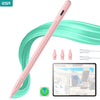 A pink precision stylus pen is shown next to its interchangeable tips and a tablet displaying a map interface.