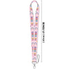 Pink rainbow lanyard with alphabet beads for an autism awareness ID badge holder