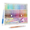 A set of 36 multicolor erasable gel pens in a clear plastic case with a loose pen displayed below.