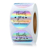 Roll of rainbow laser thank you stickers for supporting a small business
