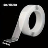 Roll of 5m (196.9in) heavy duty double-sided transparent mounting tape shown with a 2cm (0.79in) width sample.
