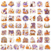 A collection of 50 cute ghost, pumpkin, and dessert vinyl decals featuring pastel Halloween themes.