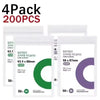 A pack of four card sleeves, each containing 200 pieces, with various sizes and colors.