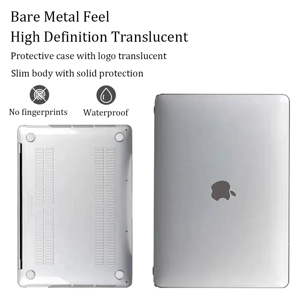 A clear protective case for a laptop showing the bare metal feel and high definition translucency.
