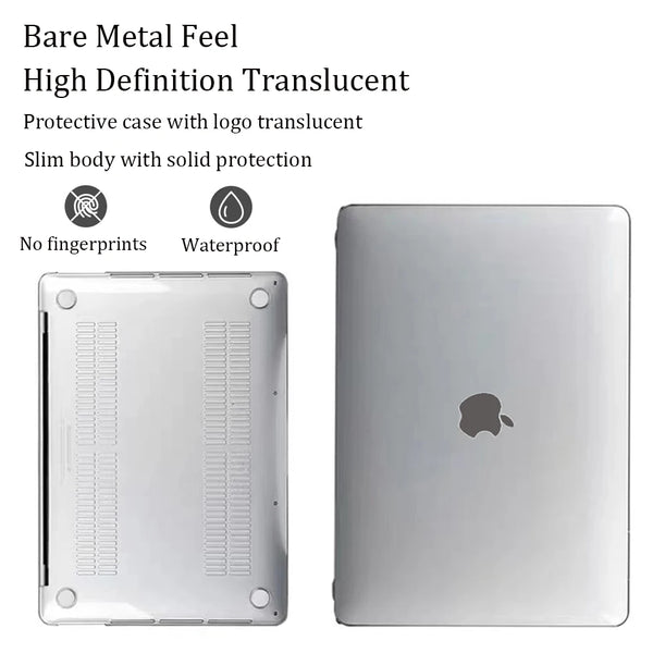 A clear protective case for a laptop showing the bare metal feel and high definition translucency.