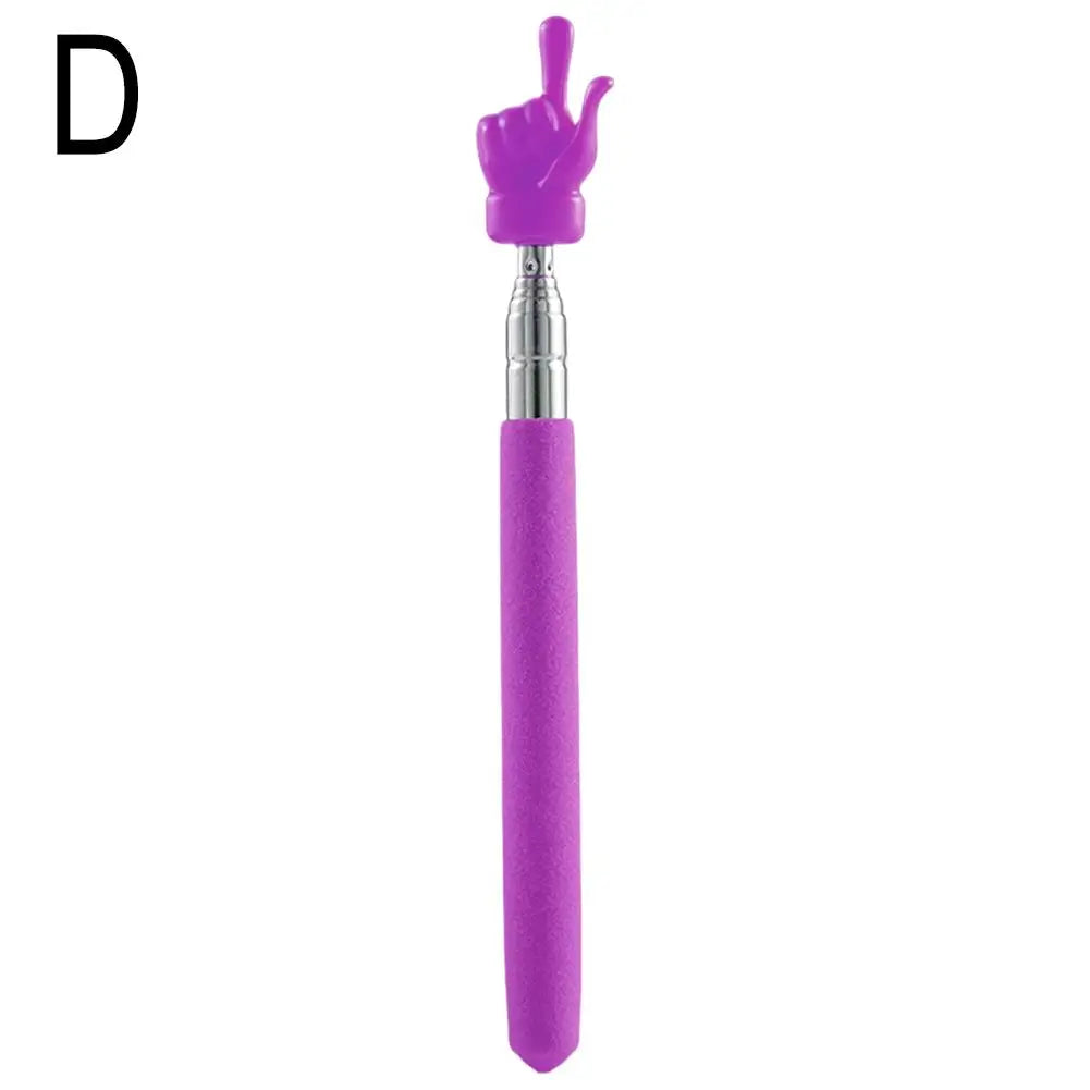 Purple retractable hand pointer stick with a silver tip and purple body