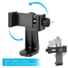 Black adjustable phone clip holder with a 360 degree rotation design for multi-angle adjustment