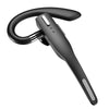 A black professional wireless Bluetooth earphone with a curved headband and a detachable boom mic.