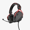 A black and red Pro USB Gaming Headset with an over-ear design is shown against a white background.