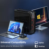 A laptop and a desktop computer are shown alongside a black adapter demonstrating universal compatibility for Windows 10/11.