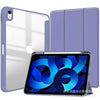 A purple hybrid case for an iPad 10th Generation tablet is shown next to a white protective cover.