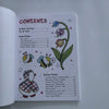 A page from a coloring book showing contents including Doodle Patterns and Surface Textures