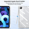 Klares Silikon-Dreifach-Ständer-Cover für ein iPad, zeigt, wie man einen Bleistift bequem ein- und aussetzt.