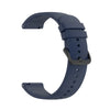 A dark blue silicone watch band for a smartwatch, shown from the side.